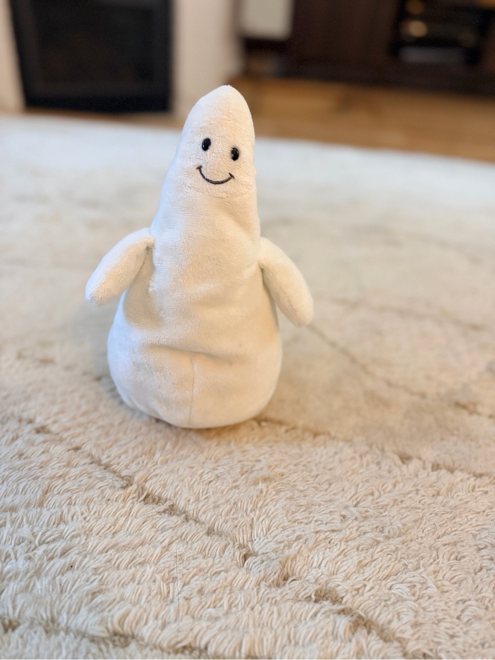Ty White Ghost Plush with Smiling Face